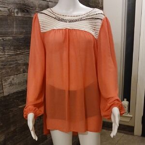 Women's Coral Sheer Top